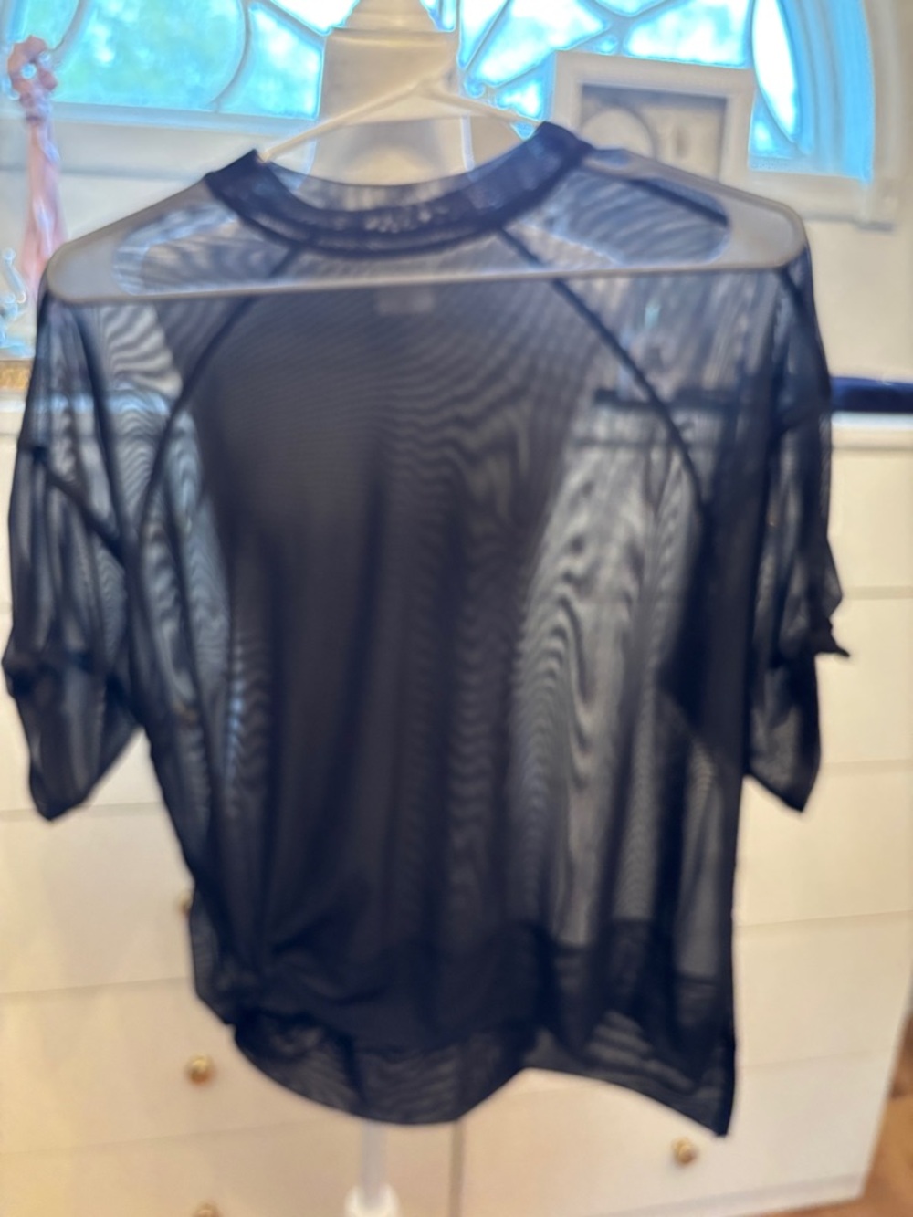 Calia black sheer mesh tee